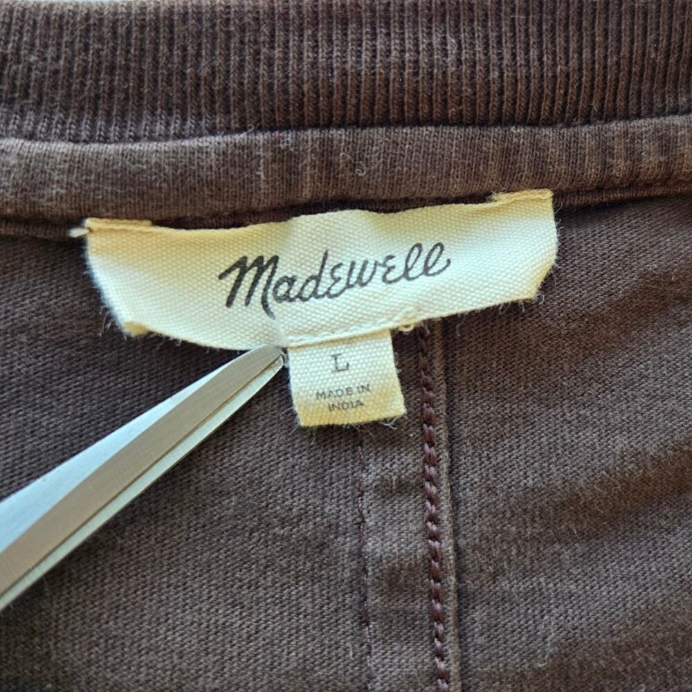 Madewell Minimalist Faded Dark Brown Crewneck T‑Shirt Relaxed Boxy Fit Women’s L - Picture 6 of 8